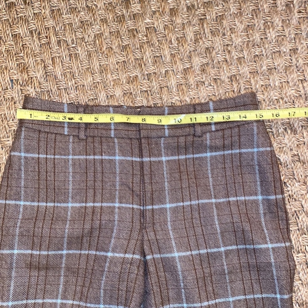 Banana Republic vintage brown/blue plaid wool blend boot cut pant sz 6